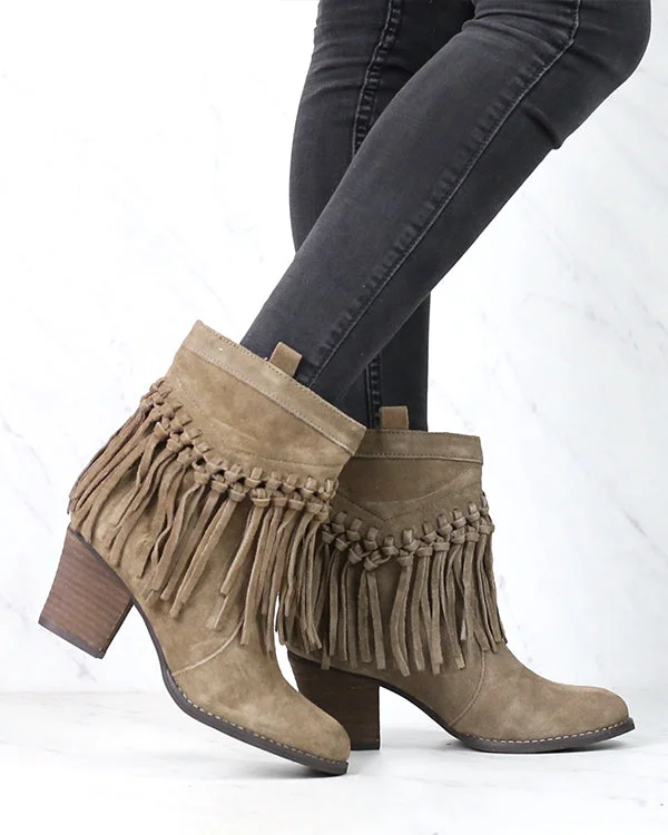 Boots ankle length-Sbicca - Sound Suede Leather Fringe Bootie in More Colors