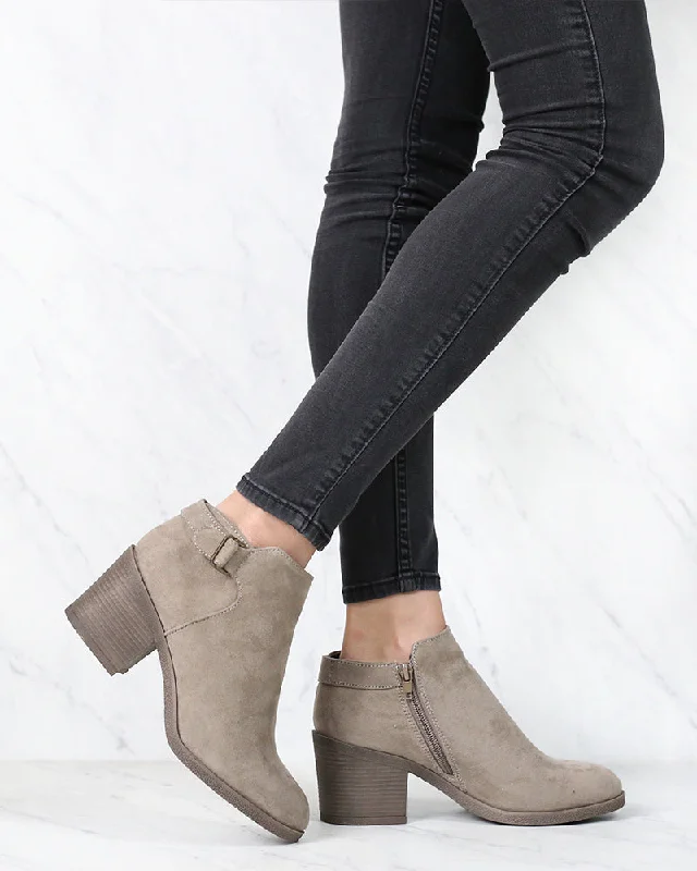 Boots for fast wear-Casual Faux Suede Block Heel Ankle Bootie in More Colors