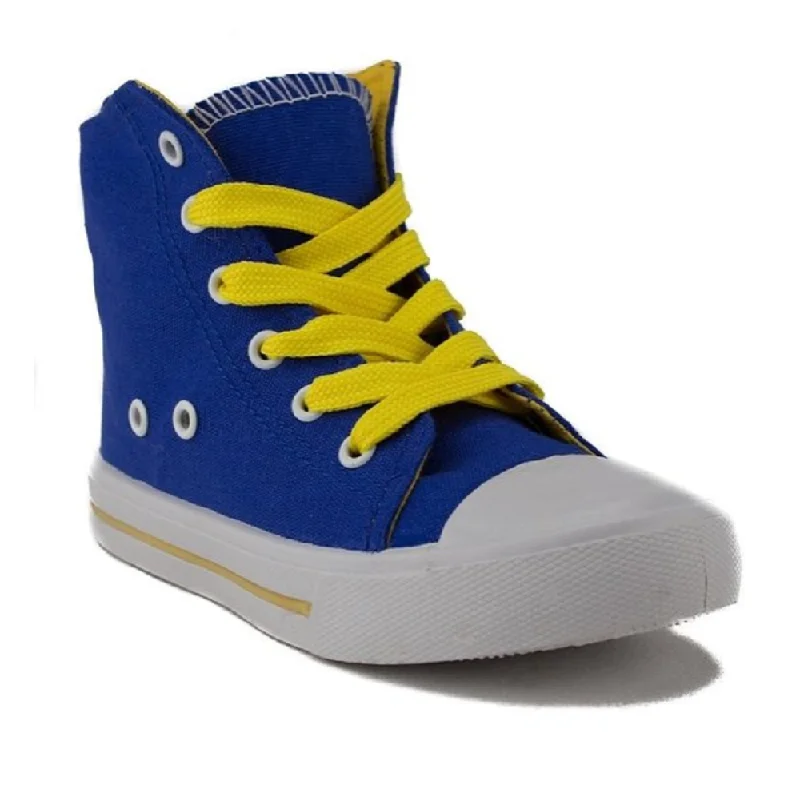 Athletic Shoes with Neon ColorsGirls Pinky Lace Up Canvas High Top Sneakers Poppy-01 Blue