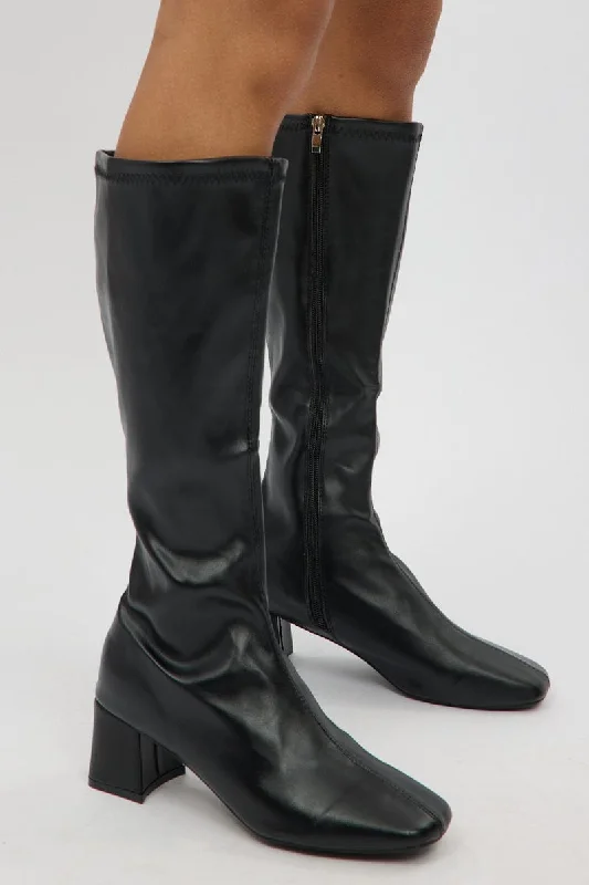 Boots for short moves-Black Knee High Boots