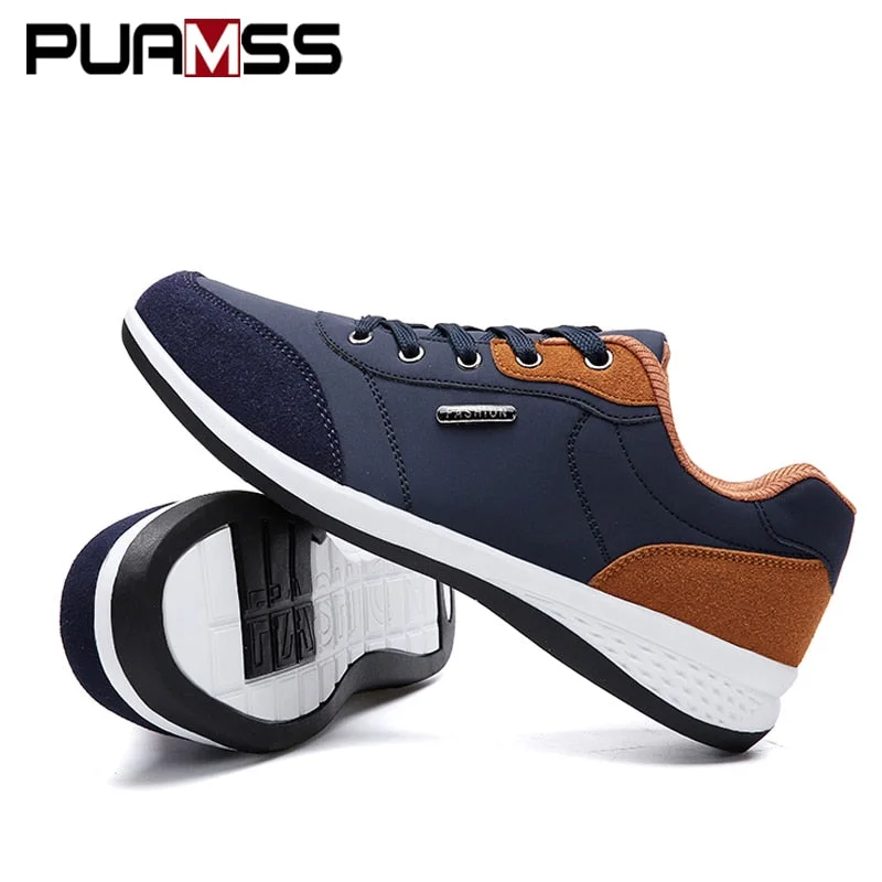 Flats for short vacations-2019 Autumn New  Men Shoes Lace-Up Men Fashion Shoes Microfiber Leather Casual Shoes Brand Men Sneakers Winter Men FLats