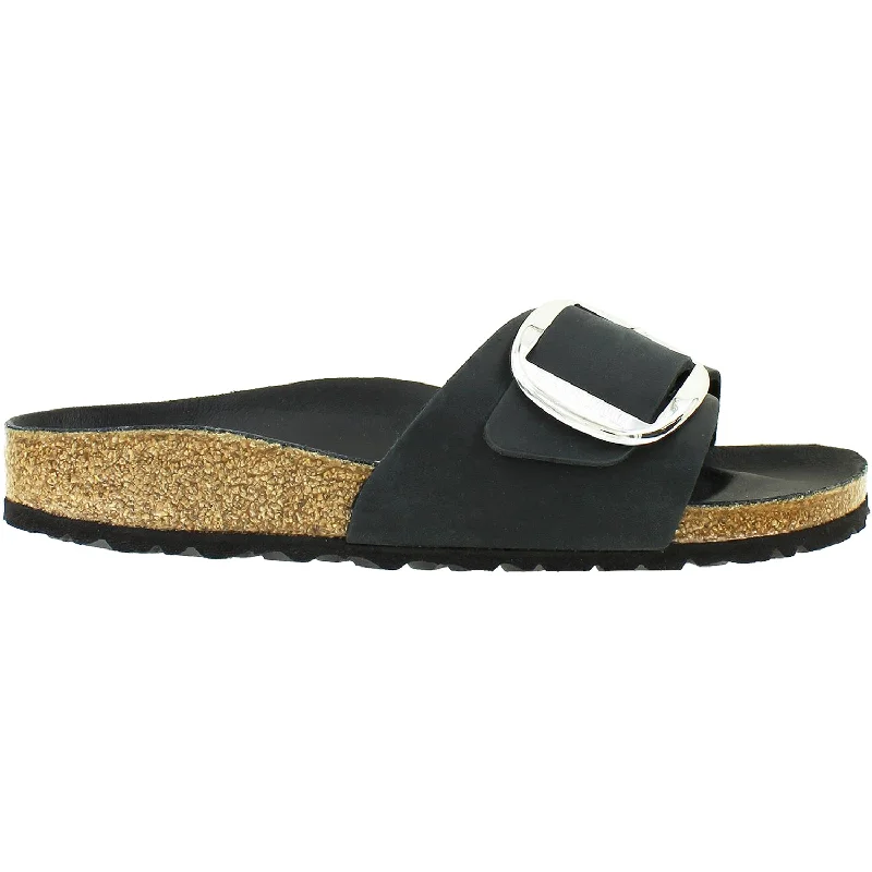 Women's Birkenstock Madrid Big Buckle Black Oiled Leather