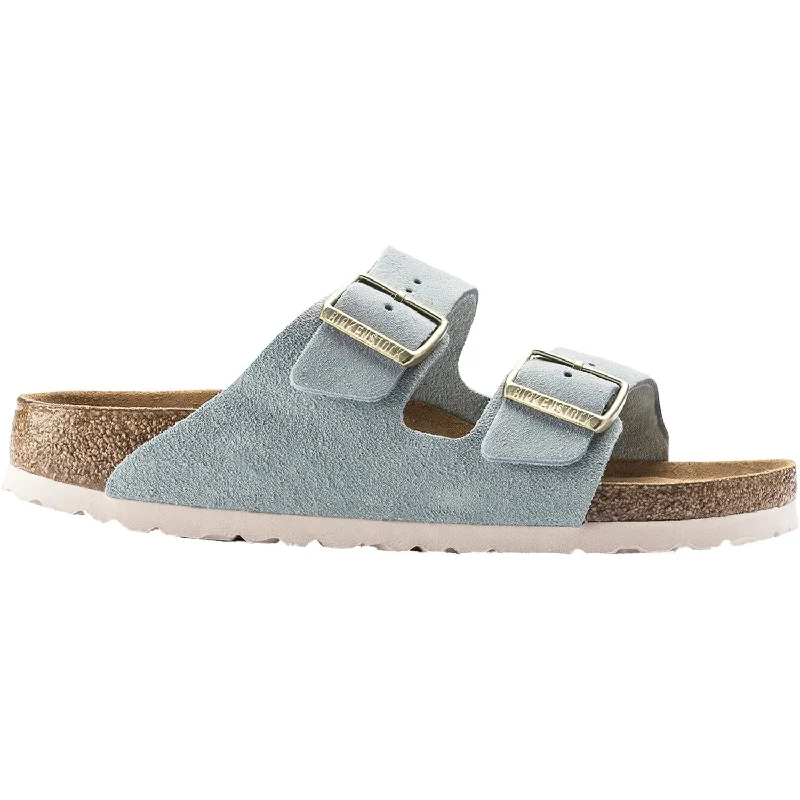 Women's Birkenstock Arizona Soft Footbed Light Blue Suede