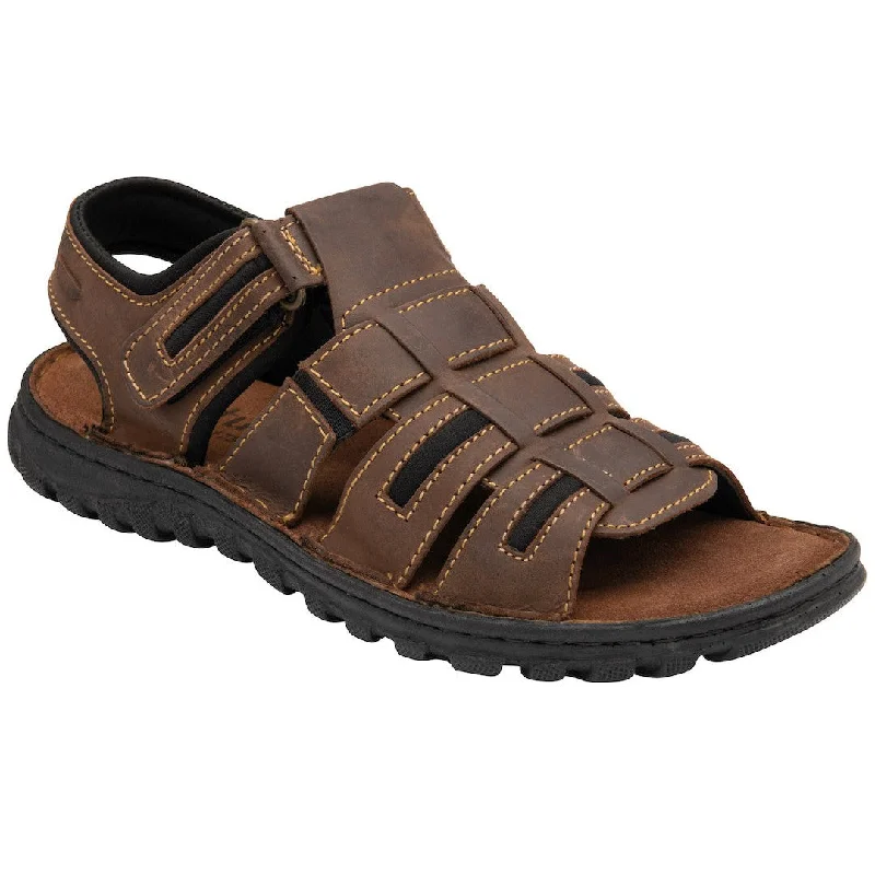 Lotus Dylan UMP031 Mens Brown Leather Touch Fastening Sandals