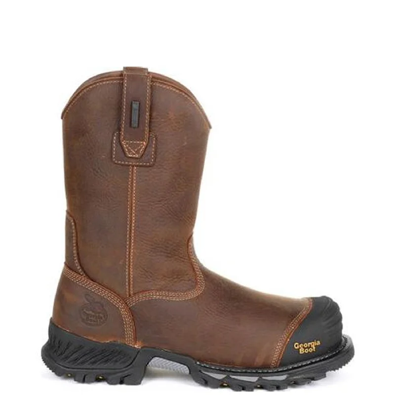 Boots near trade fairs-Georgia Boot Men's Rumbler 10" Waterproof EH Comp Toe Wellington Work Boot