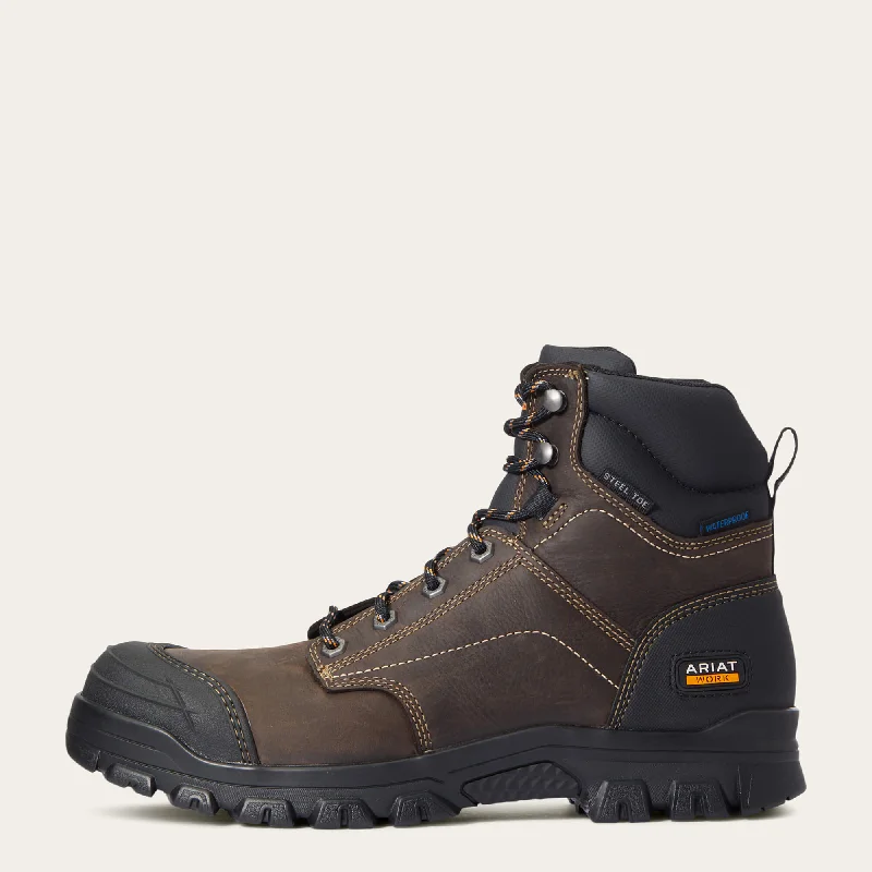 Boots with side support-Ariat Men's Treadfast 6"Waterproof Steel Toe Work Boot