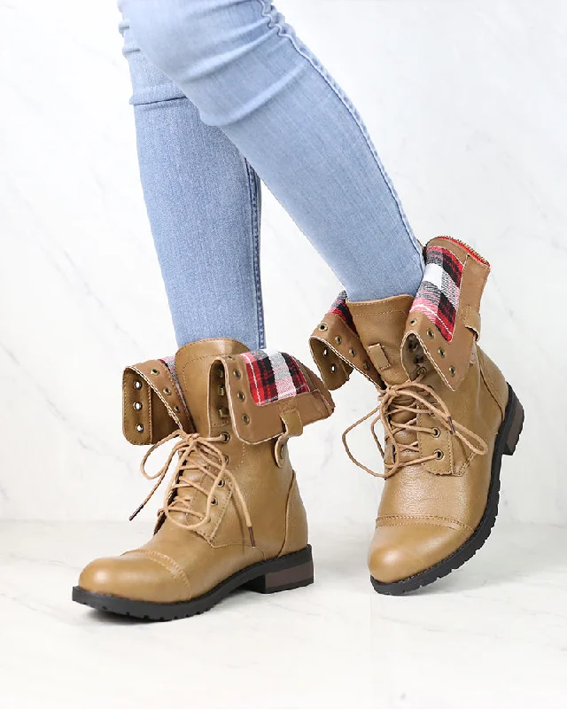 Boots with clean soles-Final Sale - Adjustable Classic Combat Boots in Taupe