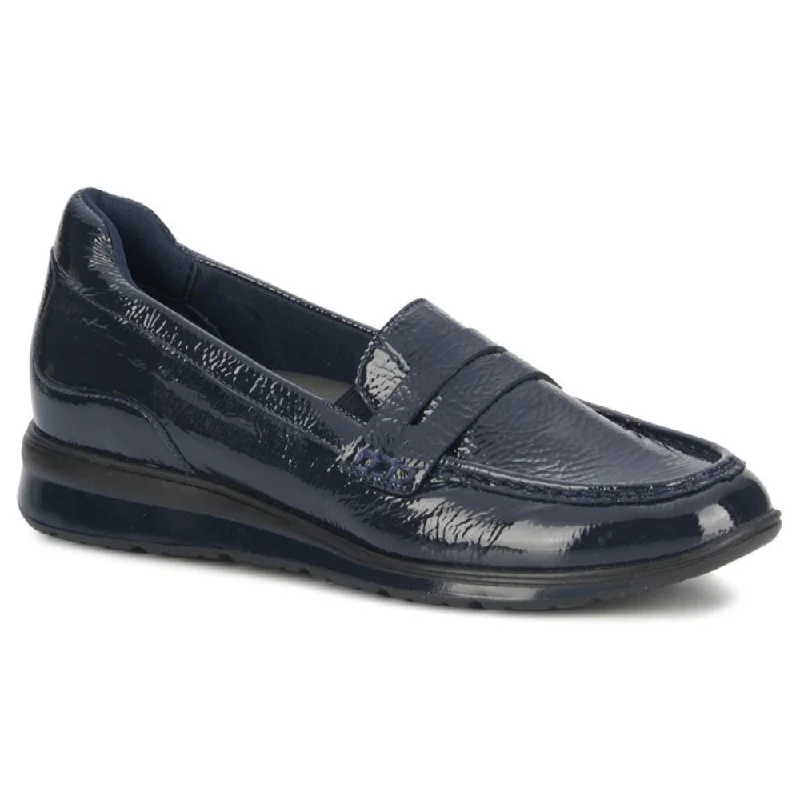 Loafers for stylish fit-Ros Hommerson Dannon Navy Crinkle Patent Loafer (Women's)