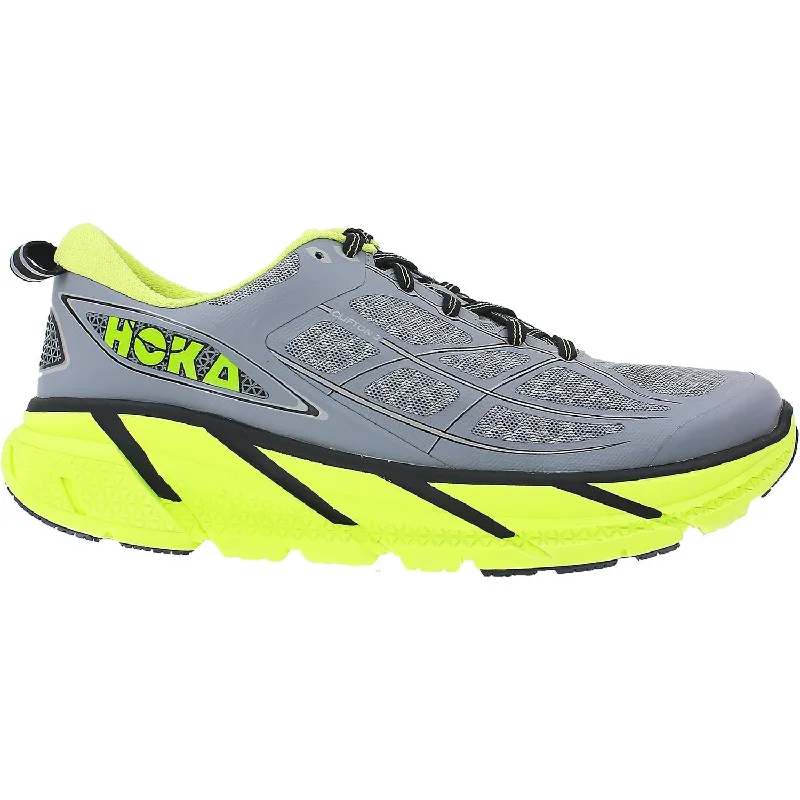 Athletic Shoes for Joint SupportMen's Hoka One One Clifton 2 Grey/Acid Mesh