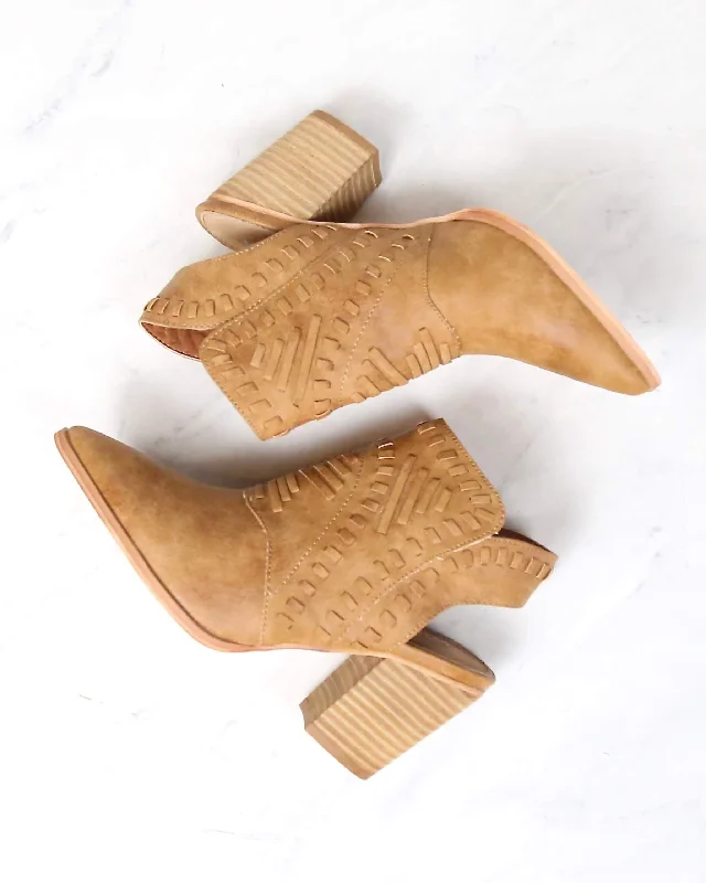 Boots near outlet stores-Mi iM - Emily | Patterned Pointed Cowboy Boot - Camel