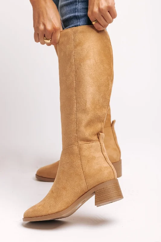 Boots with cool soles-Vintage Tan Suede Knee High Boots - FINAL SALE