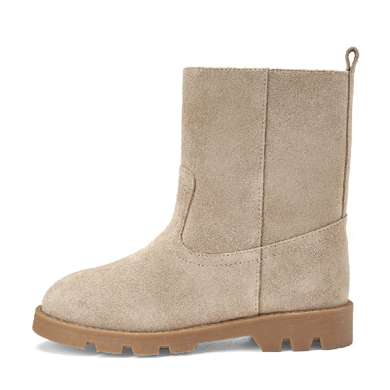 Boots low heel-Carine Suede Light Beige