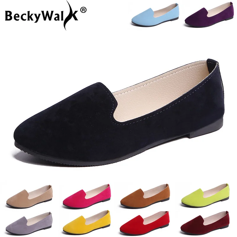 Flats for urban cores-Spring Summer Women Flat Shoes Woman Ballet Flats Candy Color Ladies Shoes Large Size Autumn Casual Shoes Women Loafers WSH2216