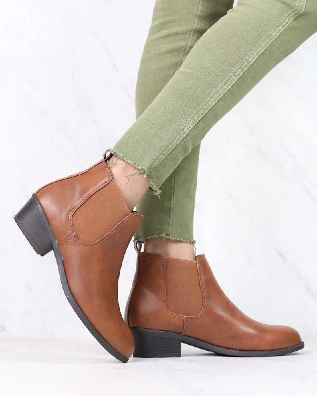 Boots with straps-Ankle Chelsea Bootie in Tan