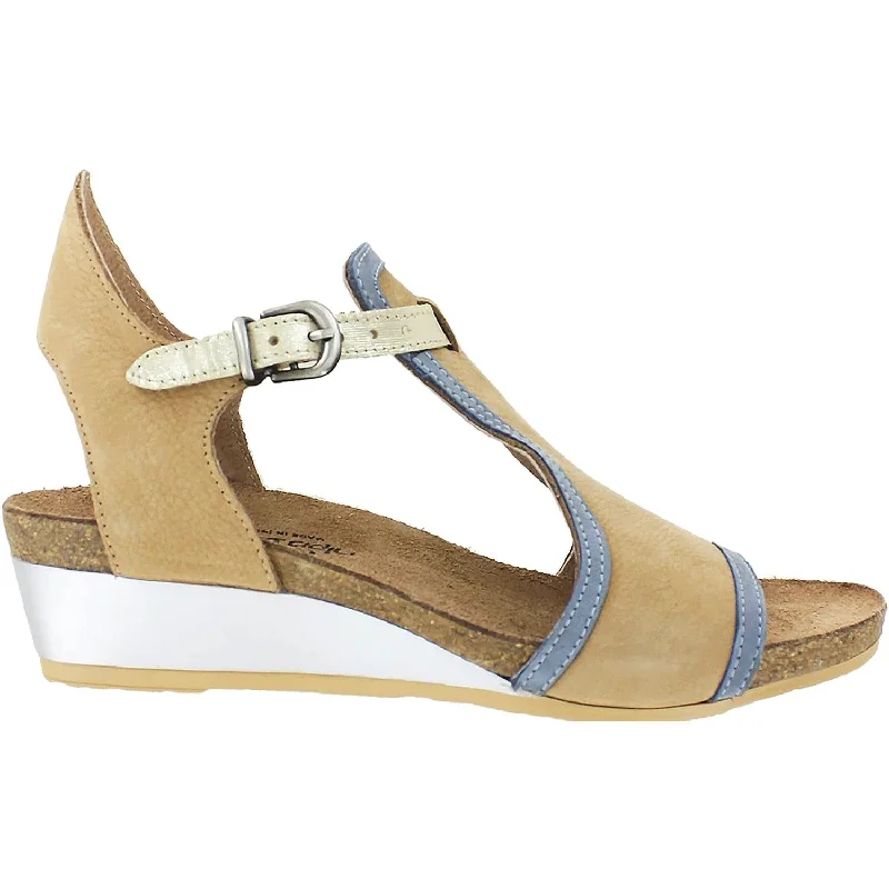 Women's Naot Fiona Nude/Feathery Blue/Gold Nubuck/Leather