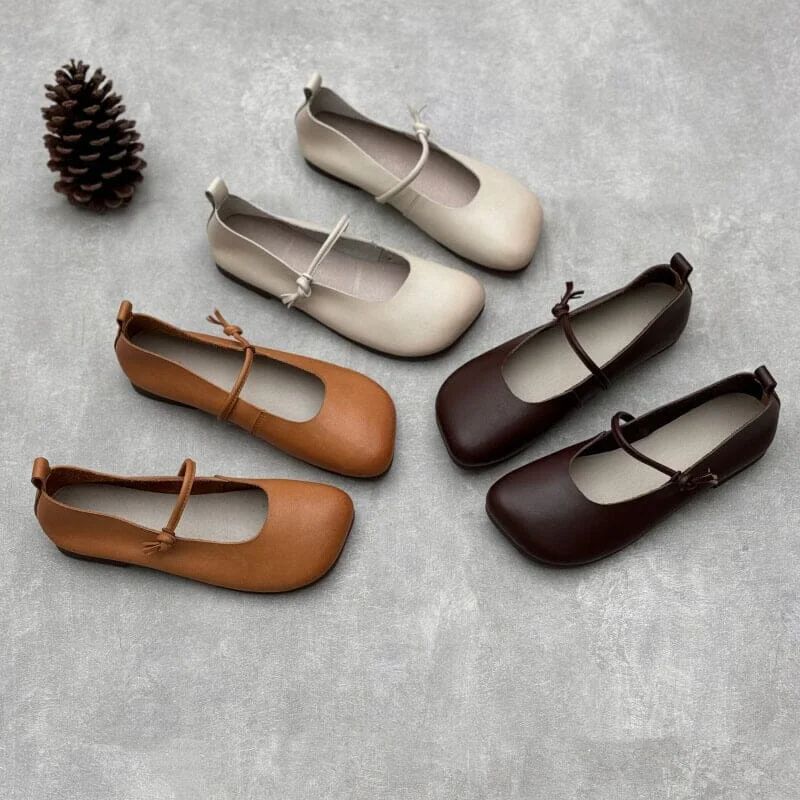 Flats near theater shows-Babakud Women Spring Casual Strap Leather Flats