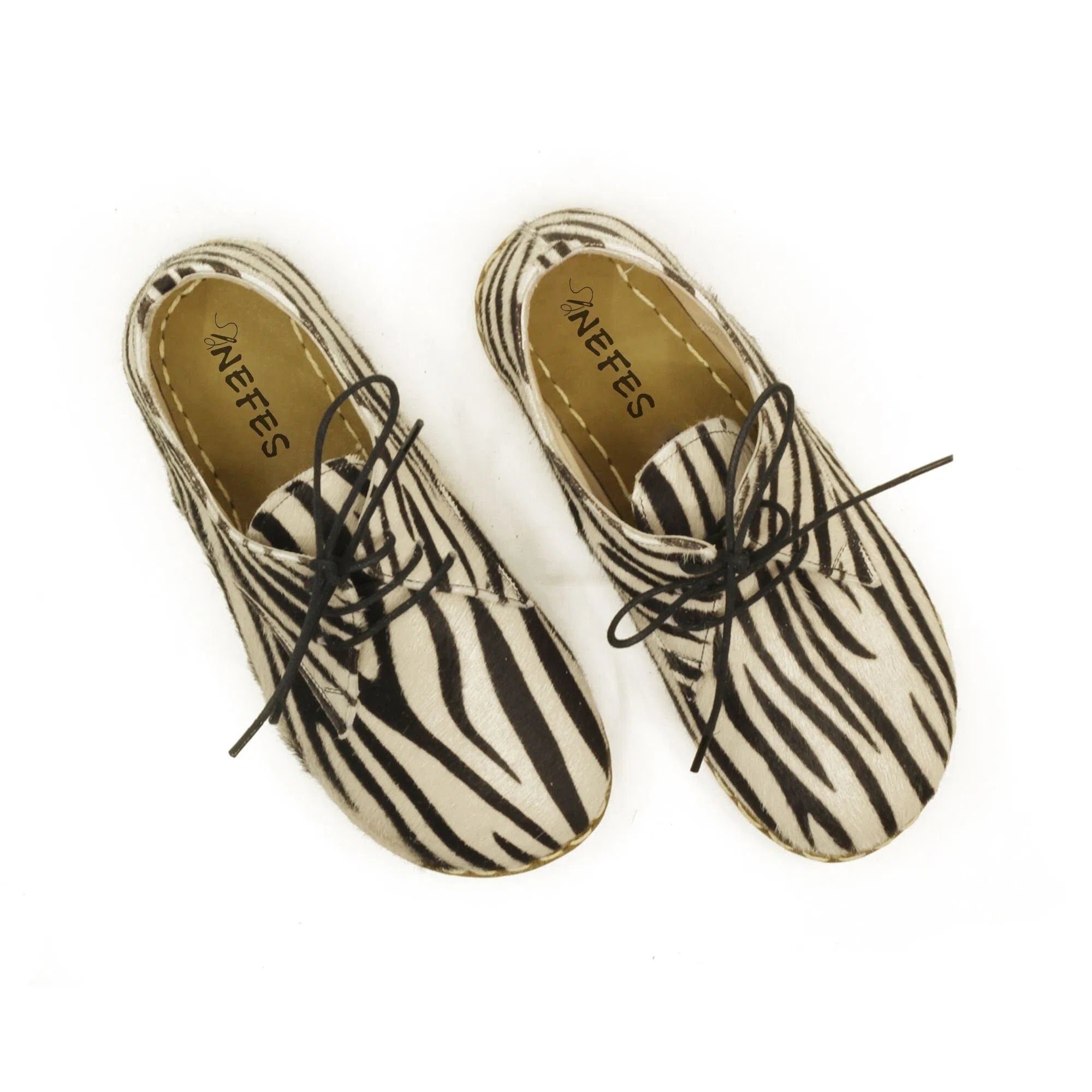 Barefoot Oxford Shoes Women - Laced Zebra