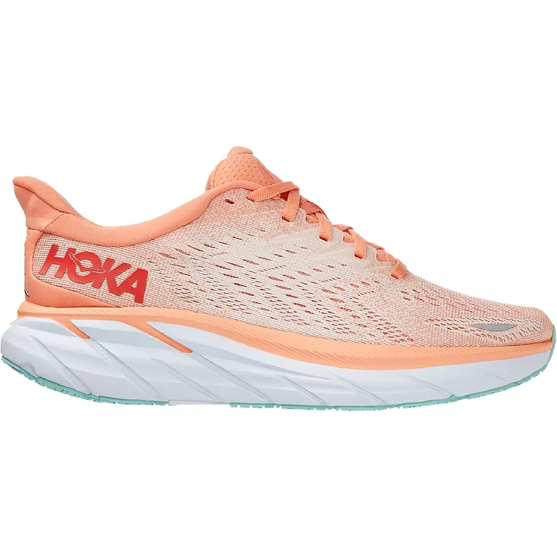 Lightweight Athletic Shoes for MenWomen's Hoka Clifton 8 Cantaloupe/Silver Peony Mesh