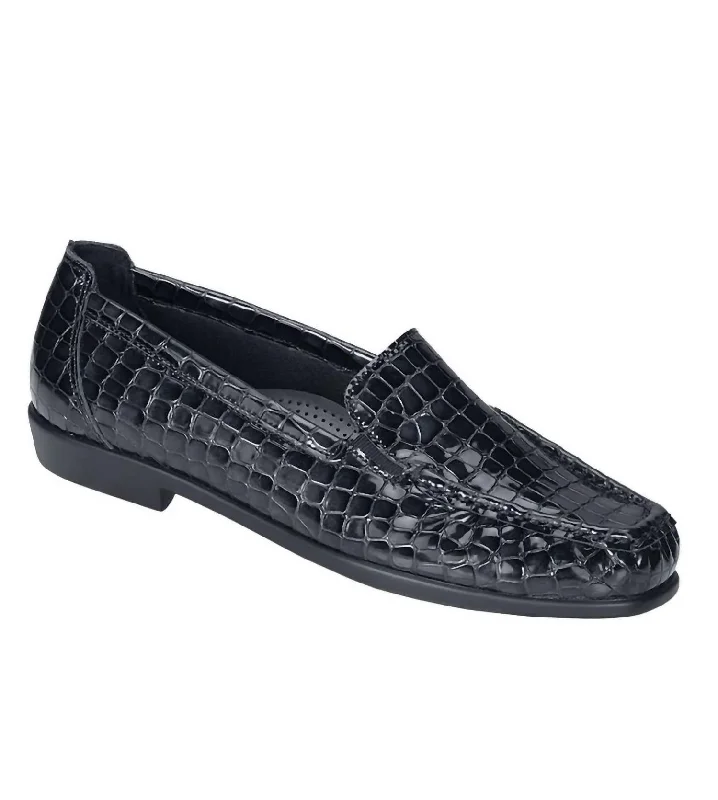 Loafers with chic fit-Women's Joy Loafer - Wide In Black Croc