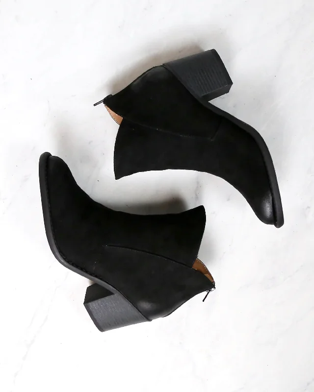 Boots near retailers-Almond Toe Chunky Wood Heel Western Bootie in More Colors