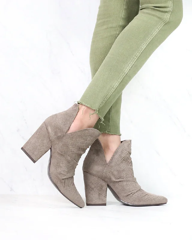 Boots for trail wear-Miracle Miles - Kendell Pointed Toe Bootie in Snakeskin Grey