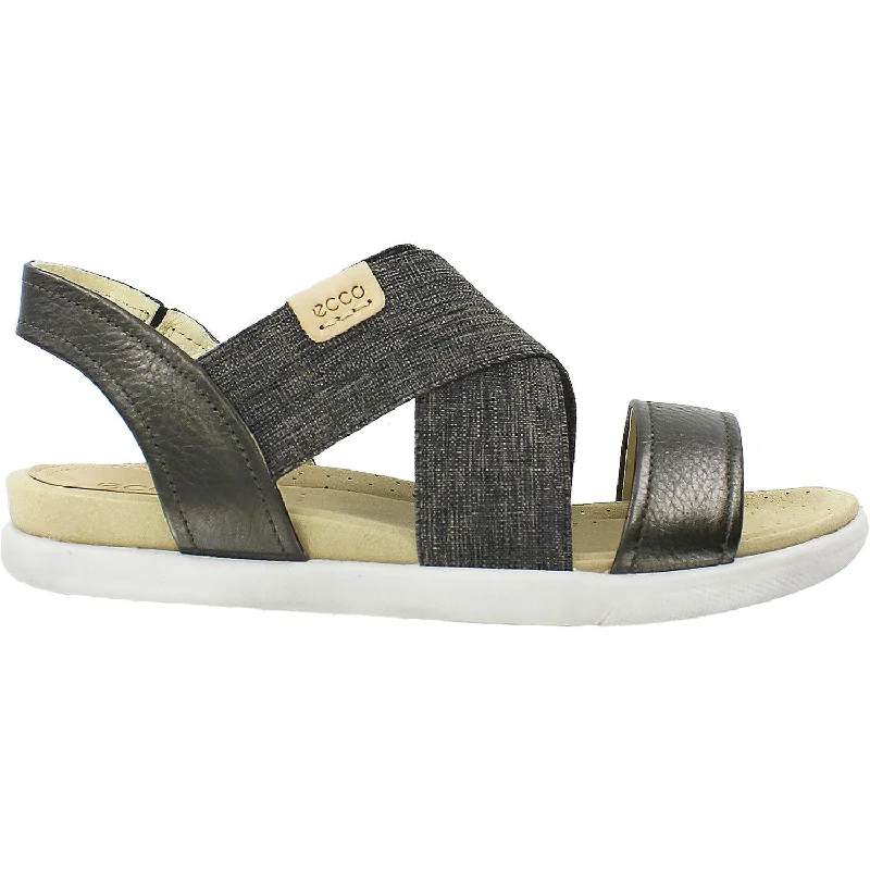 Women's Ecco Damara 2 Strap Licorice/Powder Leather/Elastic