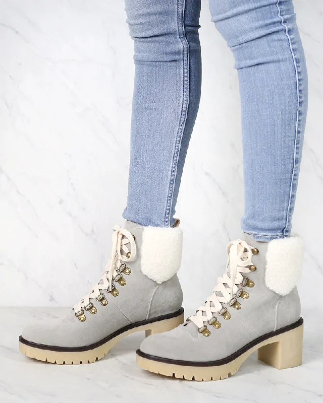 Boots for aware wear-Camille Contemporary Military Bootie in Grey