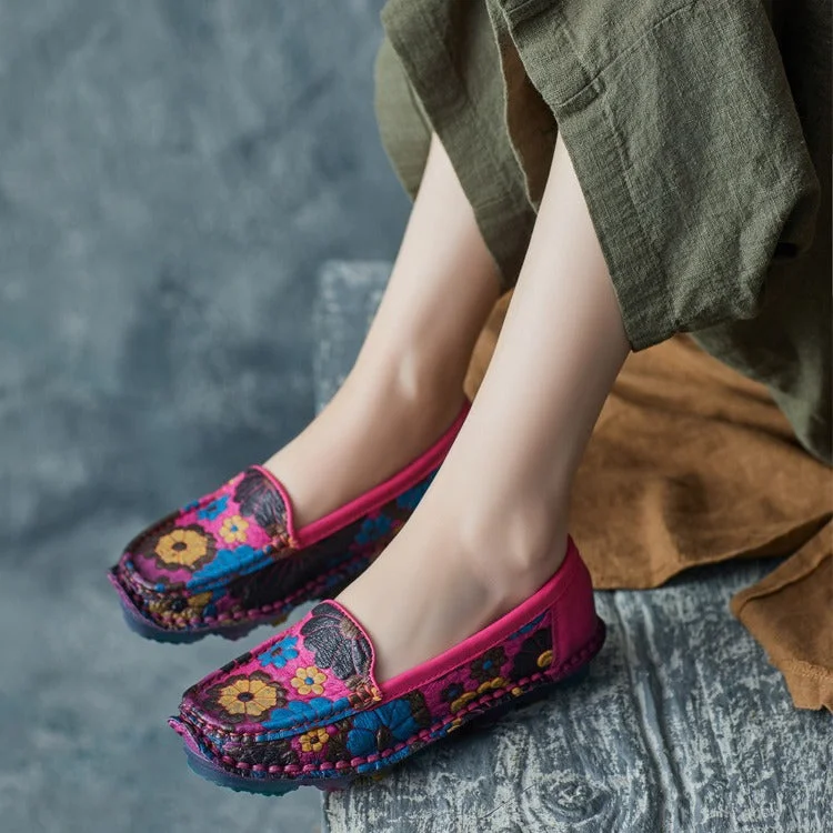 Flats near hill trails-Babakud Women Summer Flower Serenity Ethnic Slip-On Flats