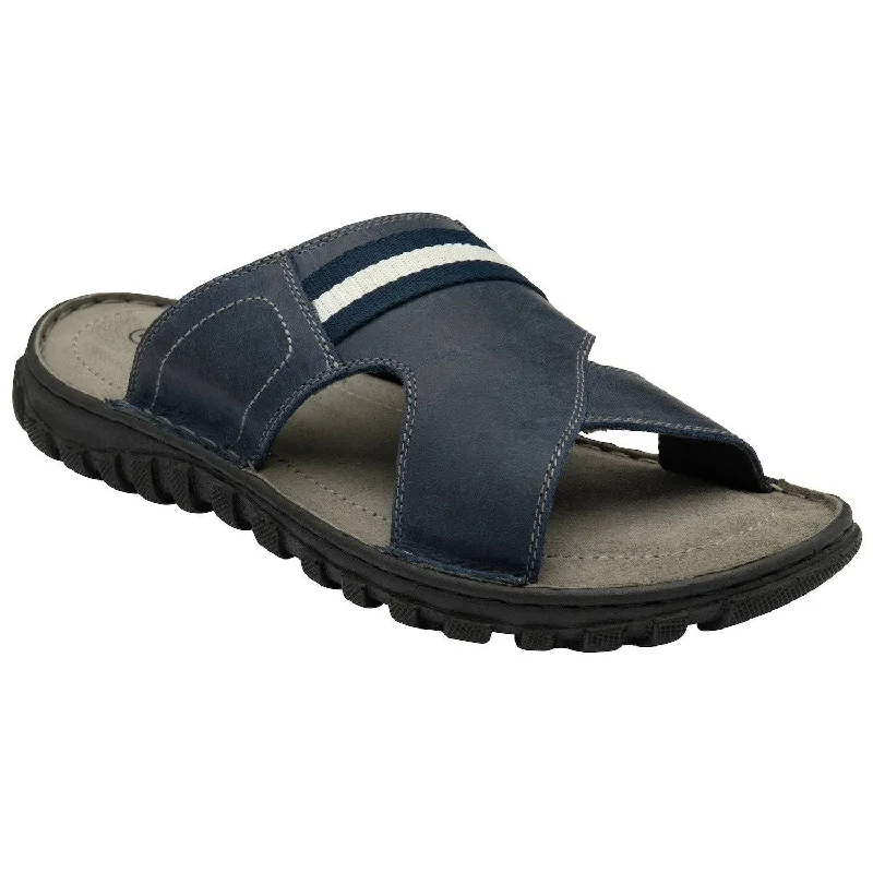 Lotus Bastion Mens Blue Leather Slider Sandals