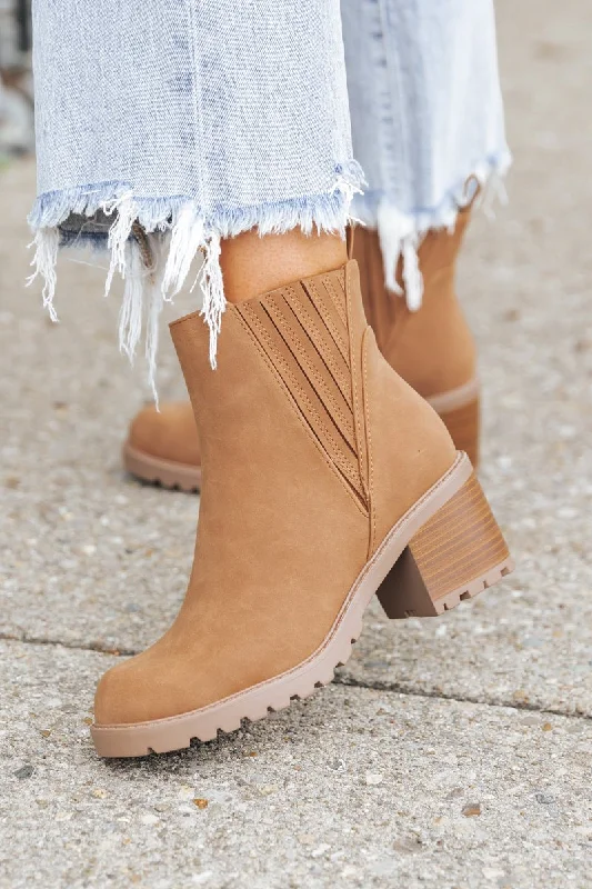 Boots with classic style-Cognac Wisely Heeled Bootie - FINAL SALE