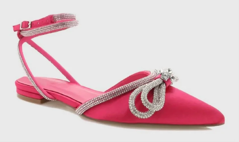 Flats for temporary relocation-Lainie Flats Raspberry Satin In Pink