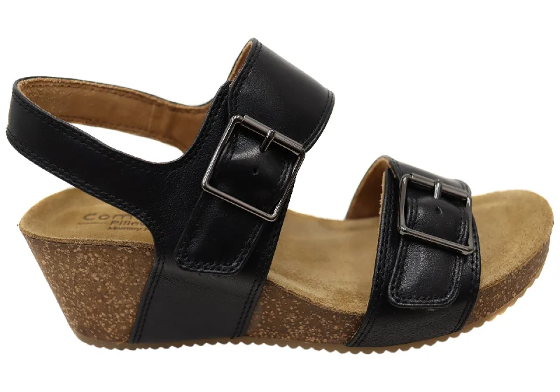 Comfortiva Erlina Womens Comfort Footbed Wide Leather Wedge Sandals