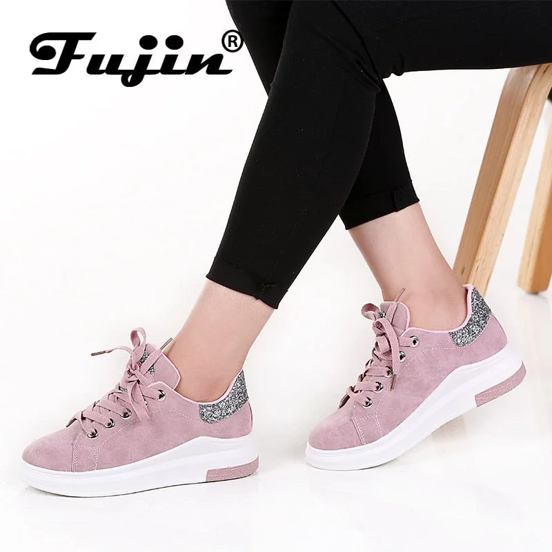 Flats with glass panels-Fujin Brand 2019 Autumn Women Shoes sneakers  Autumn Soft Comfortable Casual Shoes Fashion Lady Flats Female shoes for women