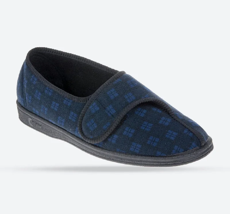 Slippers with retro fit-Mens Wide Fit Comfylux Paul Slippers