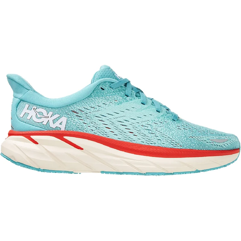 Waterproof Athletic Shoes for HikingWomen's Hoka One One Clifton 8 Aquarelle/Eggshell Blue Mesh