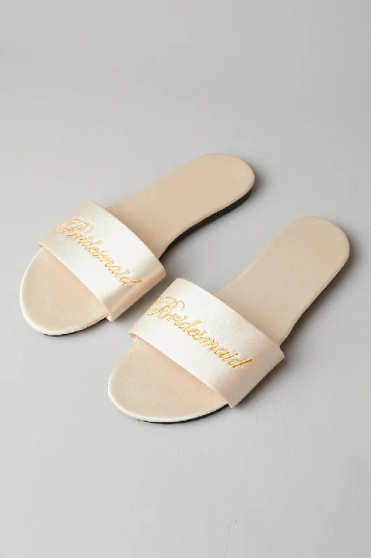 Slippers for affordable price-Nude Bridesmaid Slippers