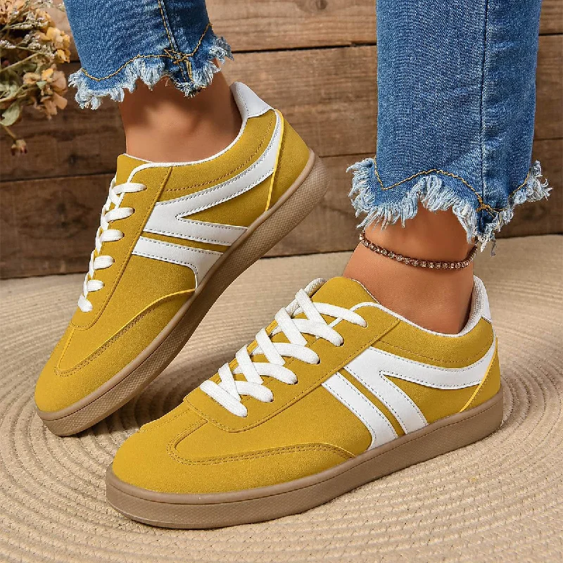 Flats near retail centers-Lace-up Round Toe Flats Shoes Fashion Sports Slip On Casual Shoes For Women