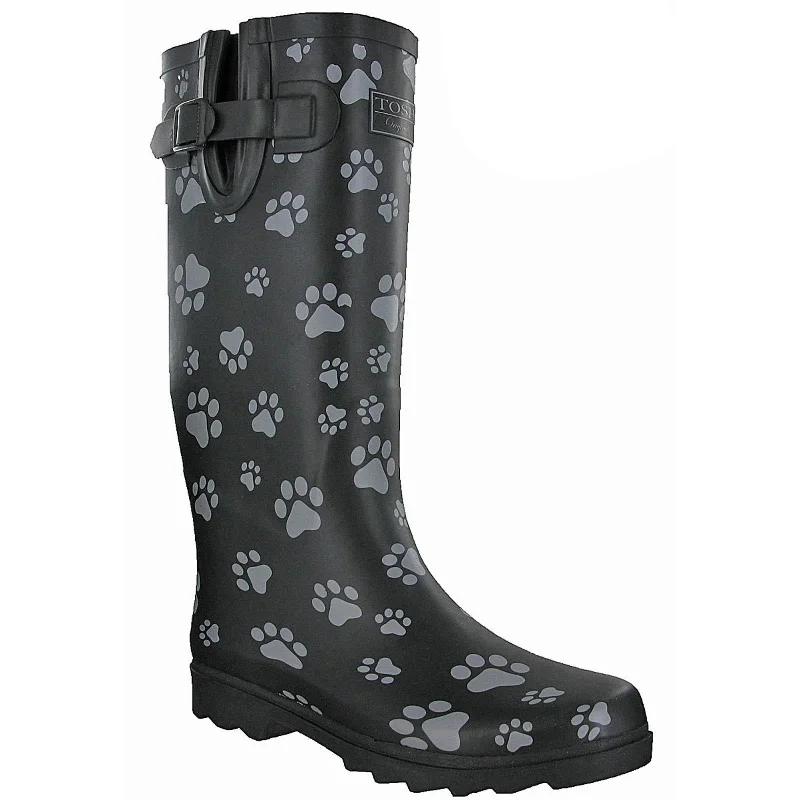 Boots with wide soles-TOSH Dog Paw Tall Wellington Boots