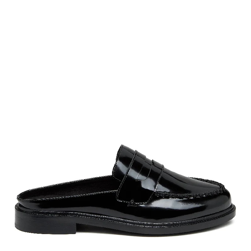 Loafers for driving-Lock Black Loafer Mules