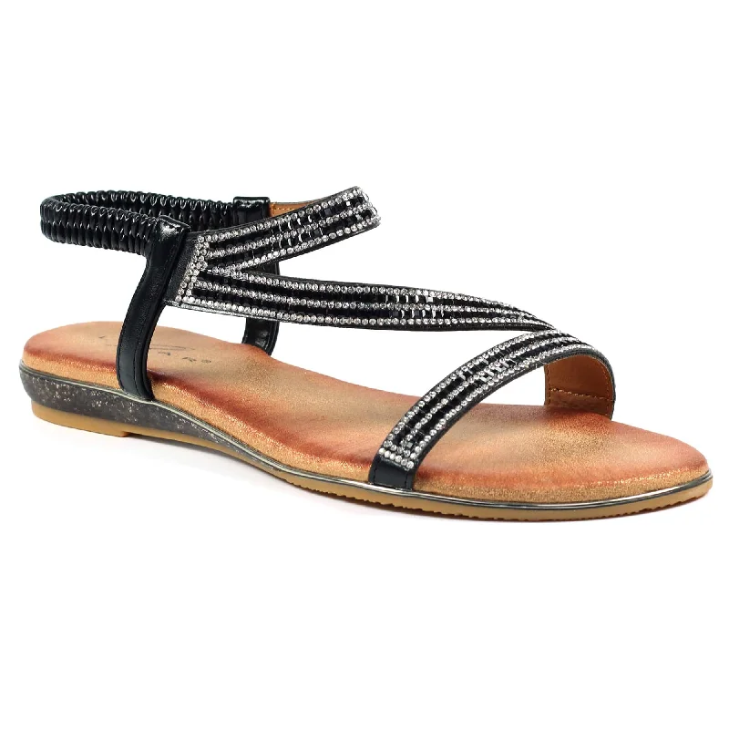 Lunar Blaise II JLH321 Ladies Black Pull On Sandals