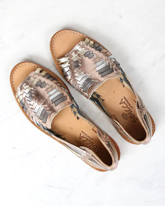 Flats near old towns-Sbicca - Jared Open Toe Huarache Women's Flats in Rose Gold/Multi