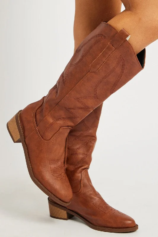 Boots for upscale wear-Brown Western Boots