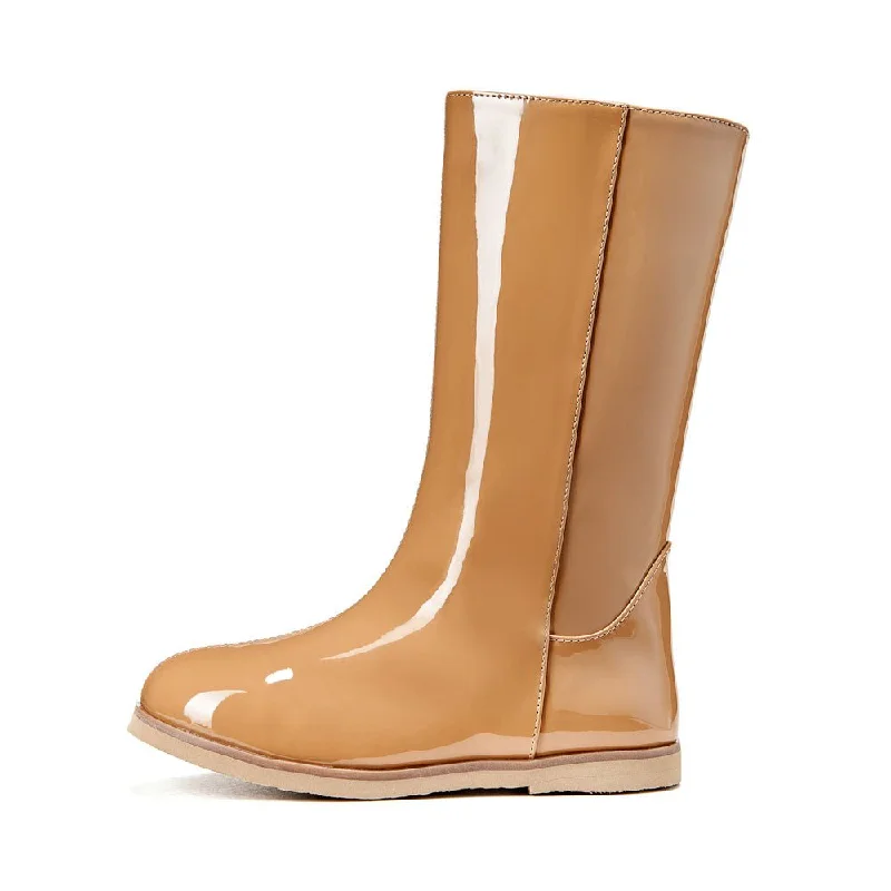 Boots for solo seekers-Ann PU Beige