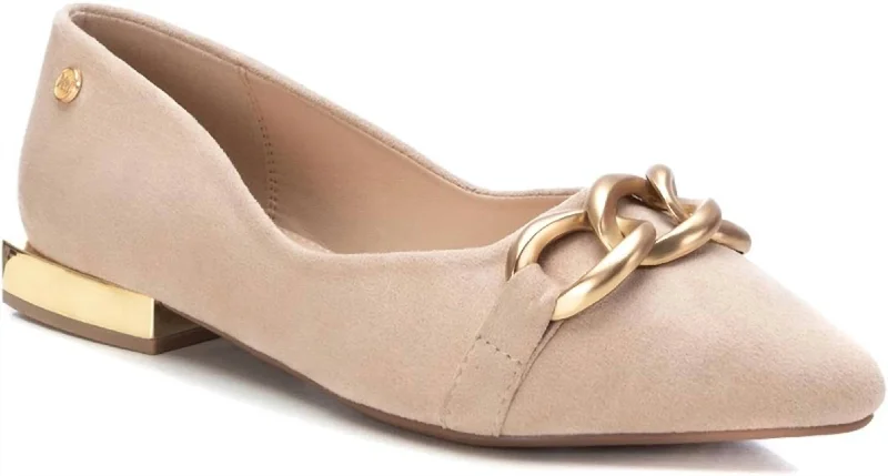 Flats for affordable living-Women's Suede Ballet Flats Shoes In Beige