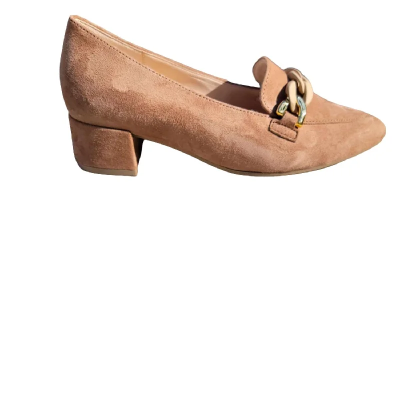 Loafers for minimalist fit-Women's Loafers In Taupe W/ Gold Link