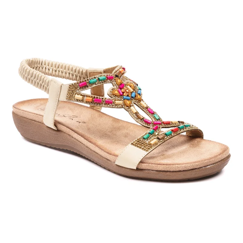 Lunar Mariella JLH331 Ladies Beige Pull On Sandals