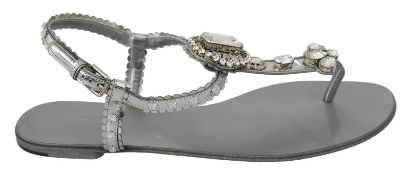 Flats near coworking spaces-Dolce & Gabbana Elegant  Flats with Crystal Women's Embellishments