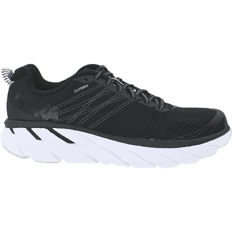 Athletic Shoes for Early JoggingMen's Hoka One One Clifton 6 Black/White Mesh