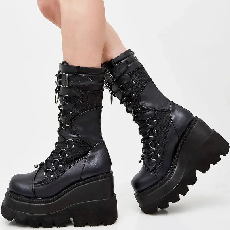 Boots with noise reduction-Ladies Punk Gigantic Boots