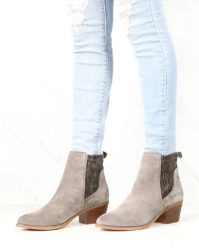 Boots with top tread-Very Volatile - Women's Raya Suede Leather Ankle Bootie - Taupe Suede